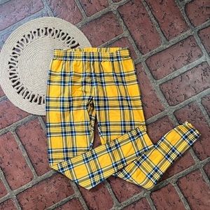 No Boundaries plaid pull on styling elastic waistband leggings A5-15